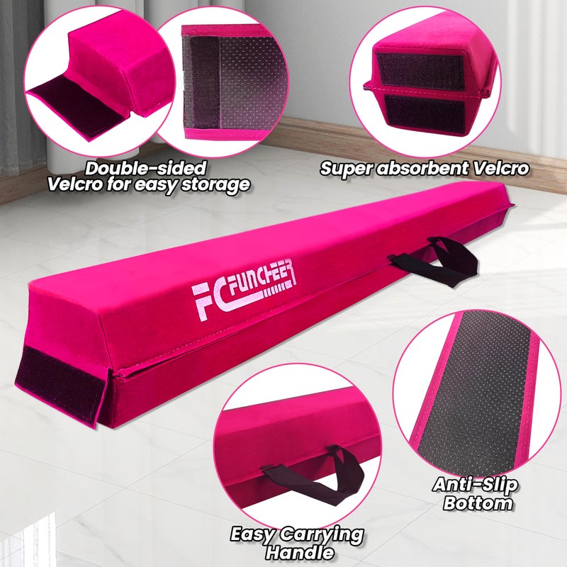 FC FUNCHEER 6FT/9FT Folding Balance Beam for Kids ages 3-39- Foldable Gymnastics Floor Beam,Anti-Slip ,Carrying Bag, Faux Suede Covered,EVA foam,Gymnastics Equipment for Kids Training At Home,School,Gym Center - Image 4
